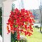 Artificial Hibiscus Fake Hanging Flowers Plants for Outdoors Spring Summer Decoration, 2pcs Red Silk Hibiscus Long Trailing Vines